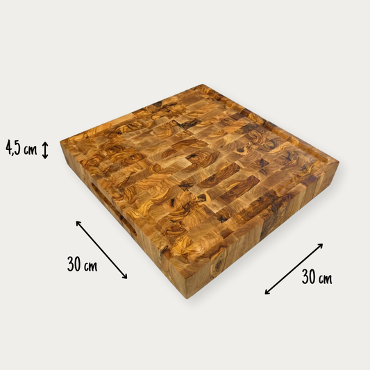 Oliven skærebræt endgrain 30x30cm